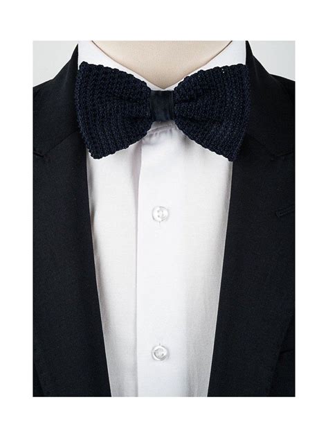 navy blue knitted bow tie